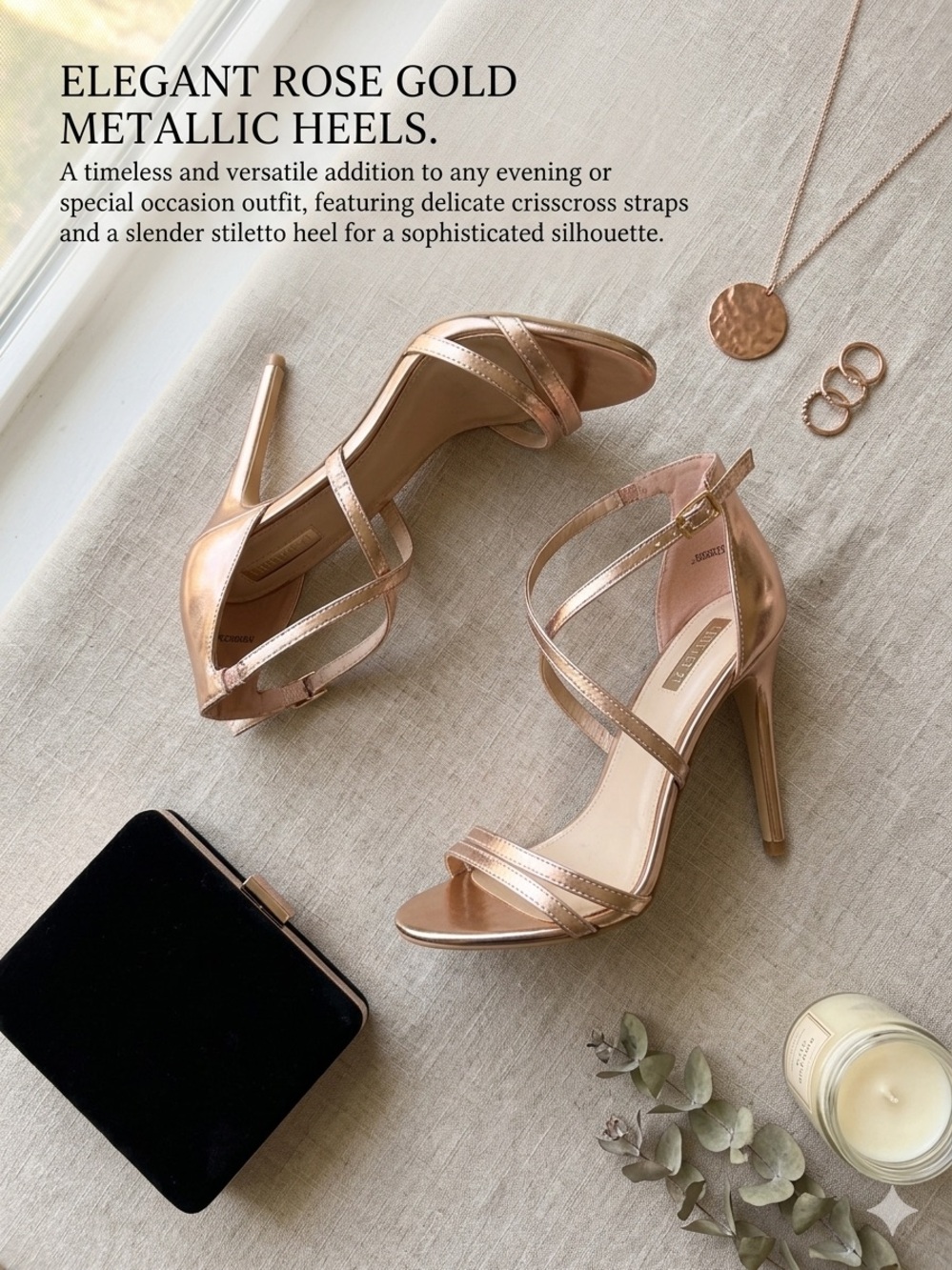 Forever 21 Rose Gold Strappy High Heels